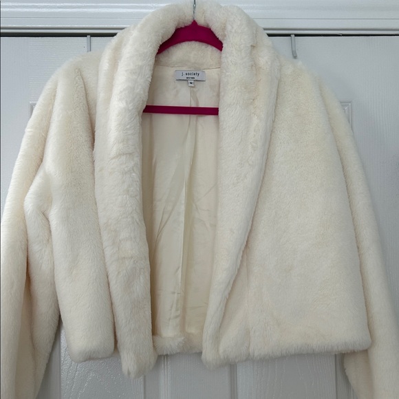 Cream Faux Fur Jacket by j. Society size Medium - Picture 3 of 6